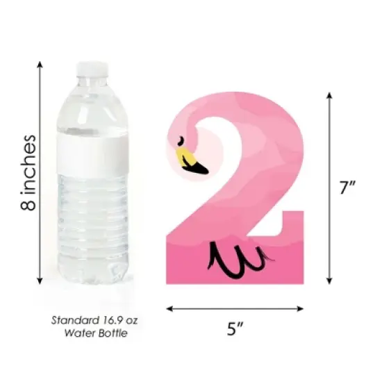 Big Dot of Happiness 2nd Birthday Pink Flamingo - Two Shaped Decorations DIY Tropical Second Birthday Party Essentials - Set of 20 image {3}