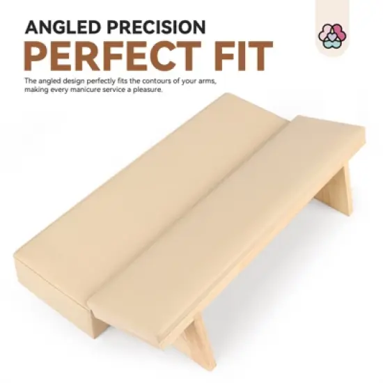 SAVILAND Pro Salon Armrest System - Solid Wood Base w/Leather & Memory Foam Ergo Cushion.(Beige) image {1}