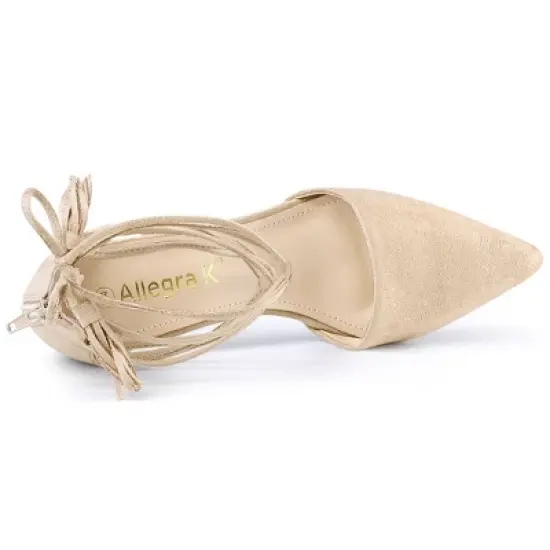 Allegra K Women's Pointed Toe Block Heels Lace Up Pumps image {3}