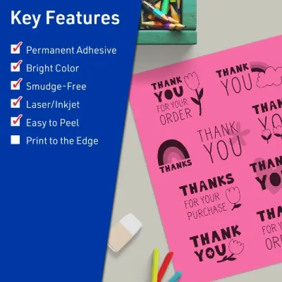 Avery Bright Pink Sticker Paper, 8.5" x 11" Rectangle image {1}