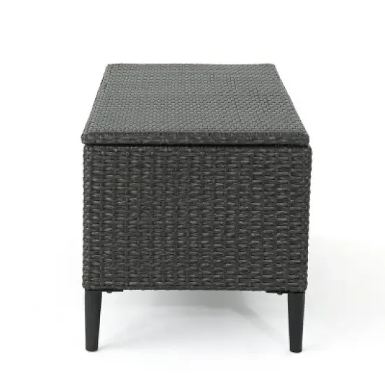 WELLFOR 37 gal Rattan Deck Box Gray image {7}