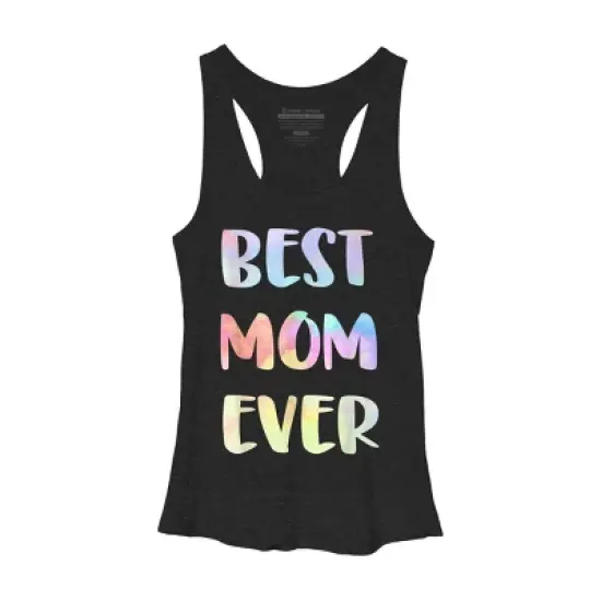 Women's Design By Humans Best Mom Ever Rainbow Bubble Text By MiuMiuShop Racerback Tank Top image {3}