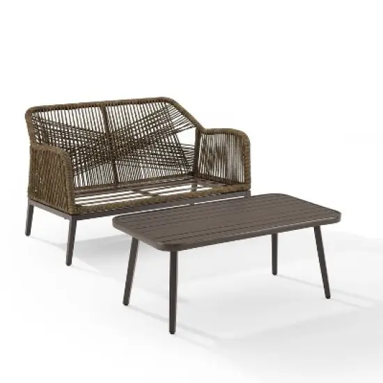 Haven 2pc Outdoor Wicker Conversation Set - Light Gray - Crosley image {8}