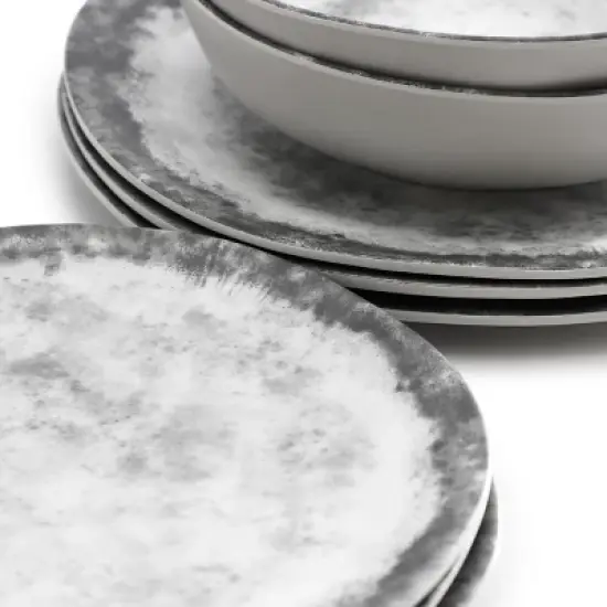 Gibson Elite Organic Decal 16 Piece Melamine Dinnerware Set in Gray image {5}