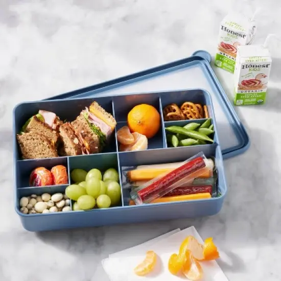 8-Compartment Large Plastic Snack Bento Box Blue - Figmint&trade;: Recycled PET, Dishwasher & Microwave Safe image {1}