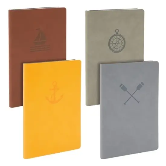 Paper Junkie 4 Pack A5 Lined Faux Leather Journal Nautical, Lay-Flat Notebooks for Men, 96 Sheets/192 Pages (4 Colors) image {7}