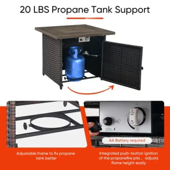 Buenhomino Patio Furniture Set with Fire Pit, Outdoor Wicker Furniture, 8 Pieces Deep Seat Rattan Conversation Sofa Sets with 6-inch Thicked Cushions image {10}