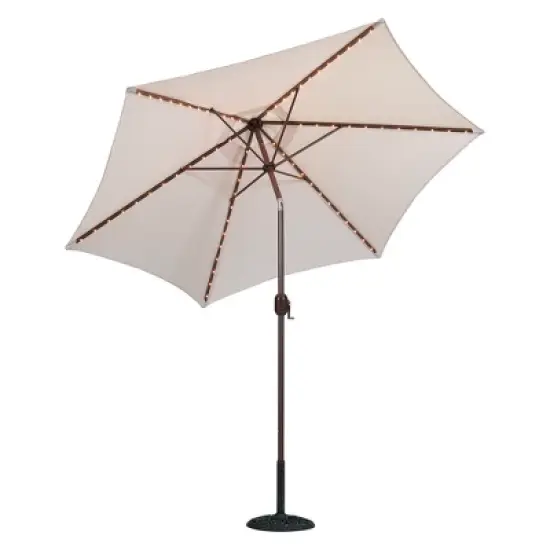 9' x 9' Round Lighted Patio Umbrella Cream - Tropishade image {1}
