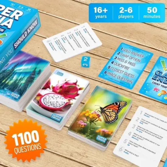 The World Game Super Trivia - Trivia Game for Adults with 1100 Questions: Memory Skills, 2-6 Players, 30-40 Min Play image {3}