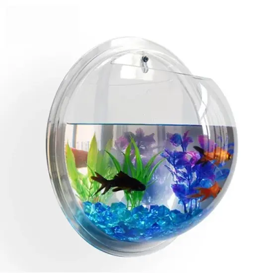 Modern Home Fish Bubble Aquarium - Deluxe Acrylic Wall Mounted Fish Tank w/Bonuses image {5}