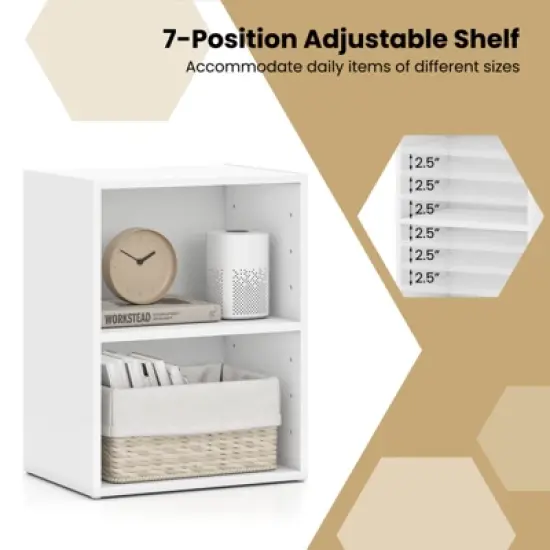 Costway 2-Cube Bookcase with Adjustable Shelf Freestanding 2-Tier Open Bookshelf Modern image {8}