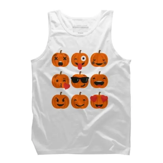 Men's Design By Humans Halloween Pumpkins Emoji By honeytree Tank Top image {6}