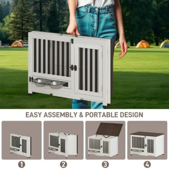 33-Inch Dog Kennel Portable Solid Wood Dog Cage image {5}