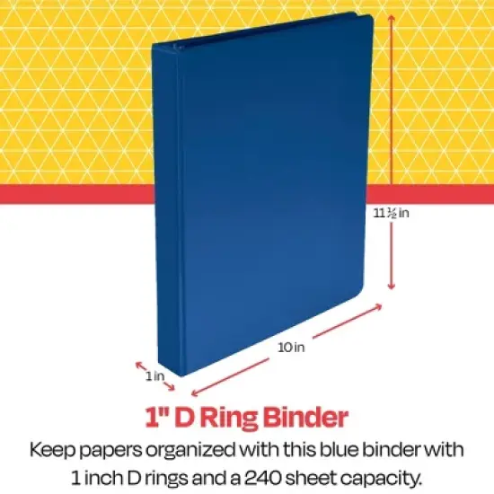 School Smart D Ring Binder, Polypropylene, 1 Inch, Blue image {5}