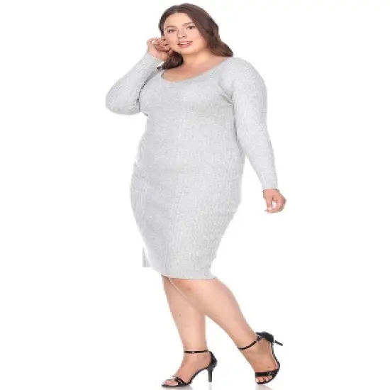 Women's Plus Size Long Sleeve Destiny Sweater Dress - White Mark image {6}