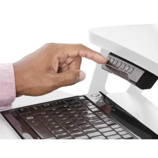 Cruizer Premier Electric Height Adjustable Mobile Podium with Keyboard Tray &ndash; White &ndash; Stand Steady image {5}