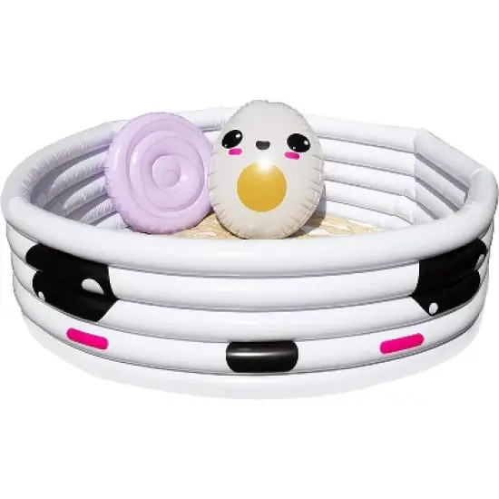 SCS Direct Aquamazing Large Inflatable Kiddie Pool - Cute Ramen Bowl Theme w Play Pillow Floats & Accessories -Measures 67" x 26" Family Sized image {5}