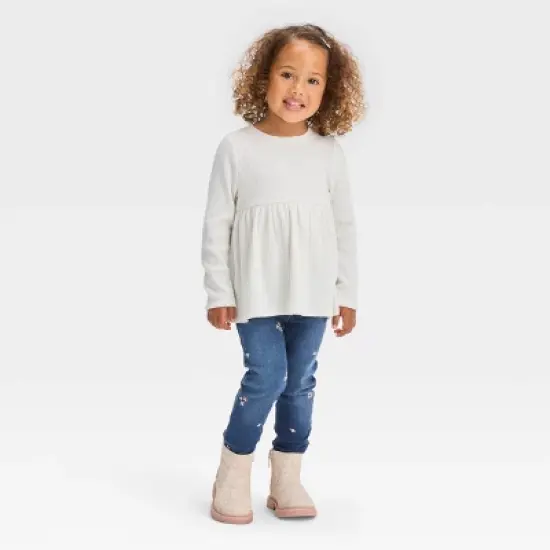 Toddler Girls' Ribbed Shirt - Cat & Jack&trade; Cream image {1}
