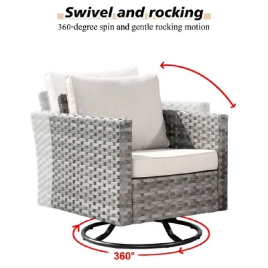 Marlton 10pc Wicker Outdoor Fire Pit Patio Furniture Set Conversation Sofa with Swivel Chairs and Cushions image {5}