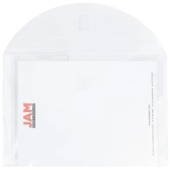JAM Paper 9 3/4'' x 13'' 12pk Plastic 3 Pocket Envelopes with Hook & Loop Closure, Letter Booklet - Clear: Filing Accessories image {3}