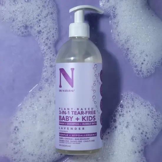 Dr. Natural 3-in-1 Tear-Free Baby Plus Kids Soap - Head-to-Toe Baby Soap and Baby Shampoo - Sensitive Skin Moisturizing Body Wash - Lavender - 16 oz image {6}