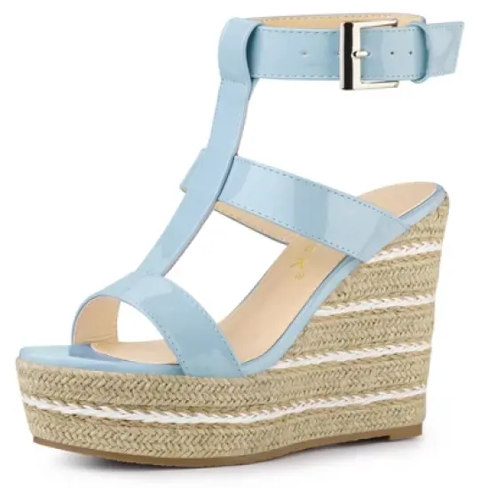 Allegra K Women's Espadrille Strappy Platform Wedges Sandals image {13}