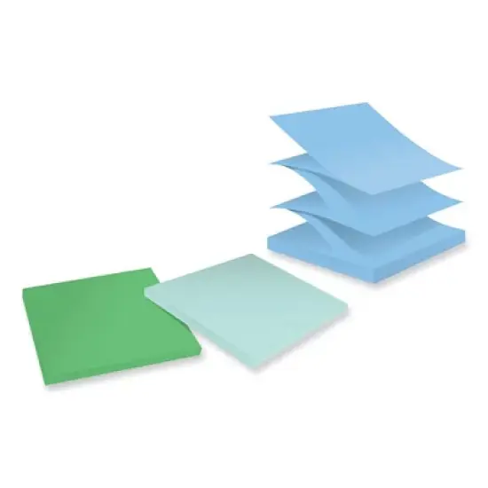 Post-it Notes Super Sticky 100% Recycled Paper Super Sticky Notes, 3" x 3", Oasis, 70 Sheets/Pad, 6 Pads/Pack image {2}