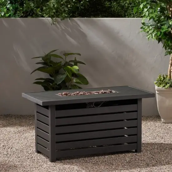 Rectangular Iron Propane Fire Pit With Built In Tank Storage And Outdoor Heating image {2}