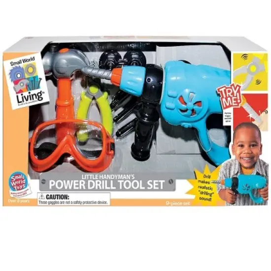 Small World Toys Child's Pretend Play Power Drill Tool Set - 10 Pieces image {2}