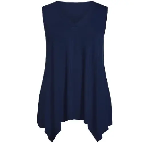 Women's Plus Size V Neck Swing Tank - navy | AVENUE image {2}