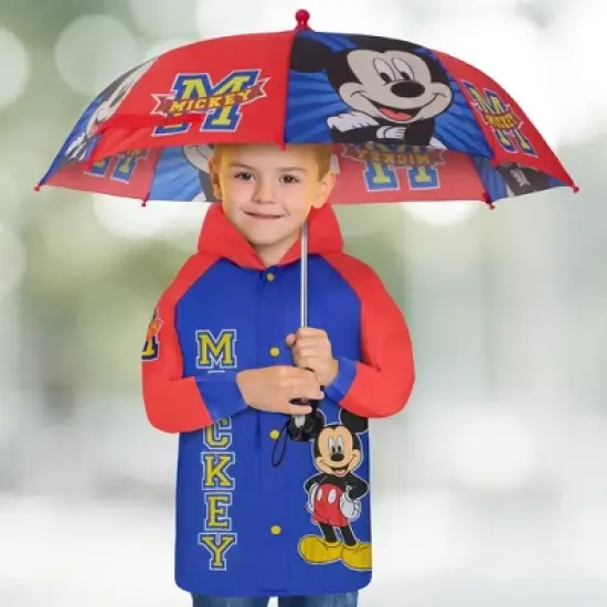 Mickey Mouse Boys Umbrella and Raincoat Set, Kids Ages 2-5 image {1}