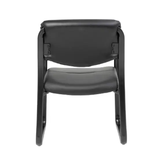 Leather Sled Base Guest Chair Black - Boss Office Products image {2}