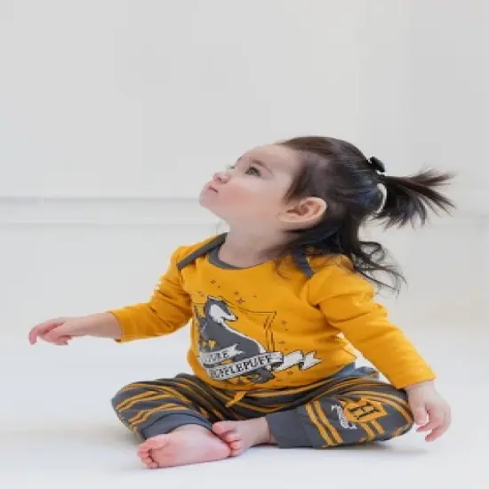 Harry Potter Hogwarts Hufflepuff Ravenclaw Slytherin Gryffindor Baby 4 Pack Cuddly Bodysuits Newborn to Infant image {1}