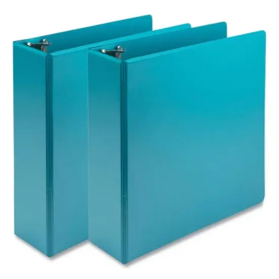 Samsill Earth's Choice Plant-Based Economy Round Ring View Binders, 3 Rings, 3" Capacity, 11 x 8.5, Teal, 2/Pack image {4}