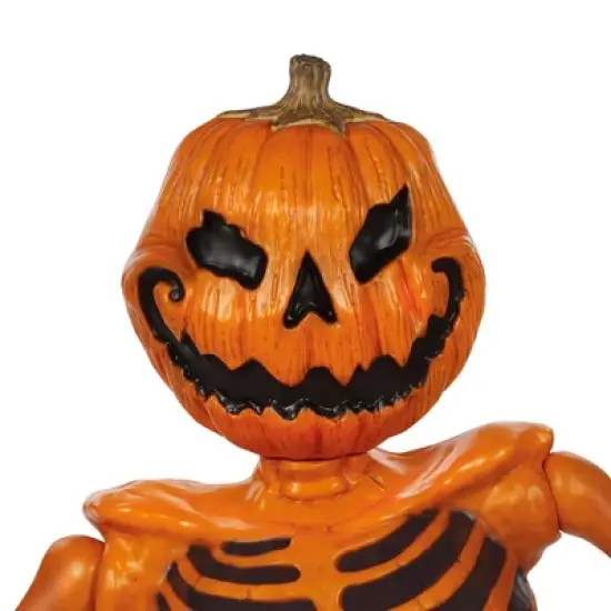 BOO BOX 48" Groundbreaking Pumpkin Skeleton, Orange - Creepy Outdoor Halloween Decorations for Yard image {2}
