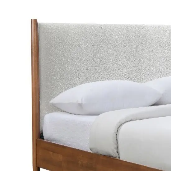 HOMES: Inside + Out 3pc King Riverstone Mid-Century Modern Boucle Bedroom Set with 2 Nightstands Walnut image {11}