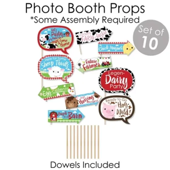 Big Dot of Happiness Farm Animals - Banner and Photo Booth Decorations - Barnyard Baby Shower or Birthday Party Supplies Kit - Doterrific Bundle image {5}