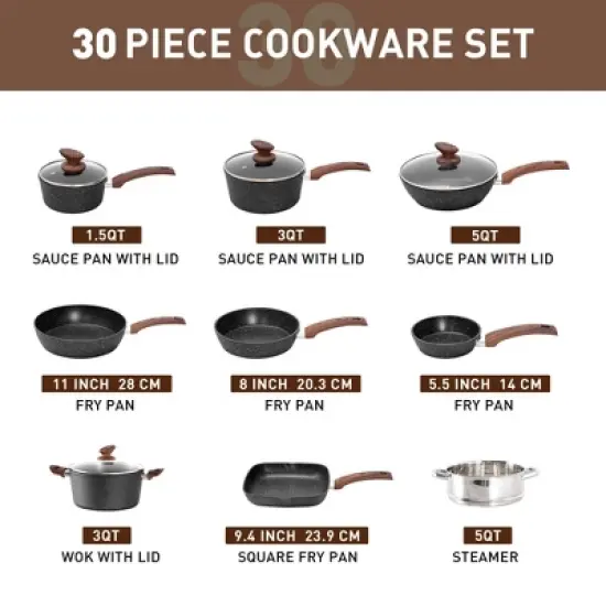 Captiva Designs Nonstick Granite Cookware and Bakeware Set with Heat-Resistant Bakelite Handle image {1}