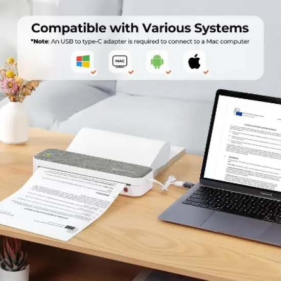 PeriPage Portable Bluetooth Thermal Printer: US Letter & A4 Thermal Paper, Android Compatible, iOS, Laptops -  Inkless Mobile Office Printer image {2}