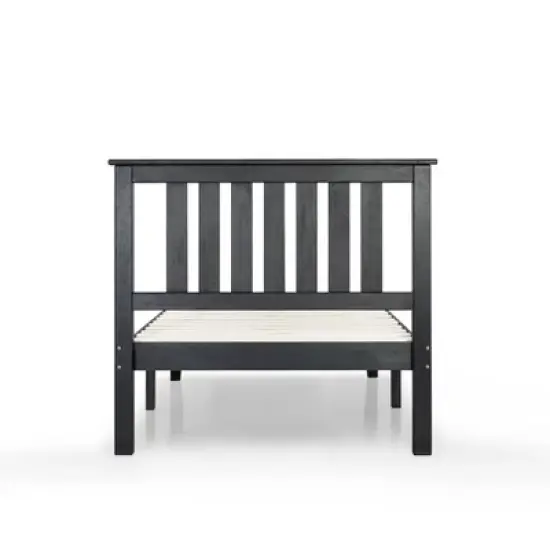 14" Marley Solid Wood Platform Bed with Paneled Headboard Black - Mellow image {3}