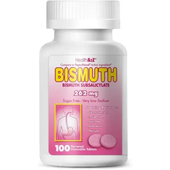 HealthA2Z &ndash; Bismuth Subsalicylate 262 mg Multi-Symptom Relief &ndash; 100 Chewable Tablets image {7}