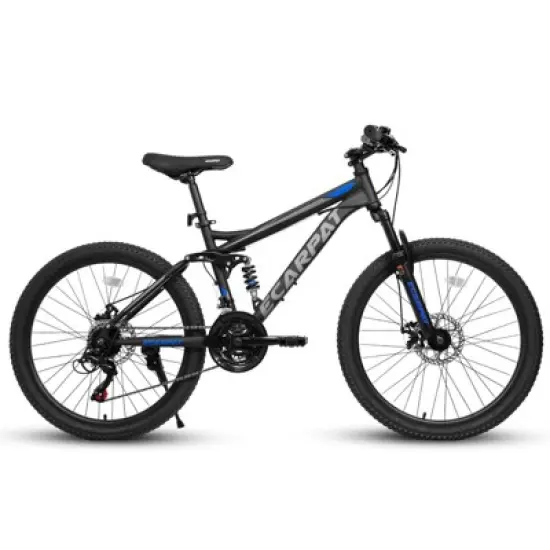 Aukfa 24 Inch Mountain Bike with Full Suspension-Shifter Lever with Gear Indicator，Unisex Adult Bike for Men & Women image {2}