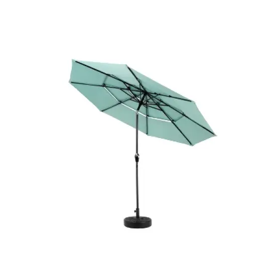 DOMETOUR Aluminium 10ft 3 Tier Auto-Tilt Patio Umbrella, Outdoor Market Table Pool Umbrella, Light Green (Base Not Included) image {4}