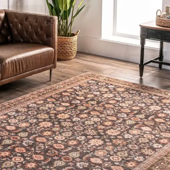 nuLOOM Cathie Persian Floral Machine Washable Area Rug image {8}