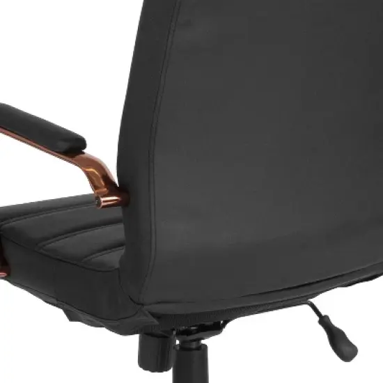 Emma and Oliver Mid-Back Executive Swivel Office Chair with Metal Frame and Arms image {4}