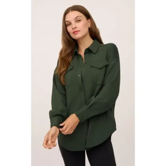 90 Degree By Reflex Womens Softlite Scuba Morgan Modal Shacket image {4}