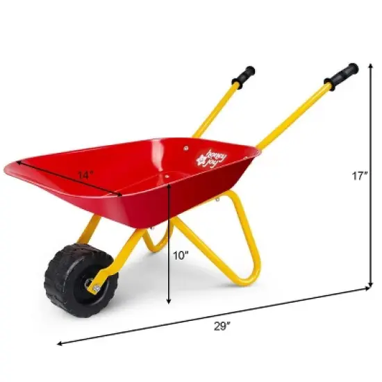 Infans Kids Metal Wheelbarrow Children's Size Outdoor Garden Backyard Play Toy Red image {6}