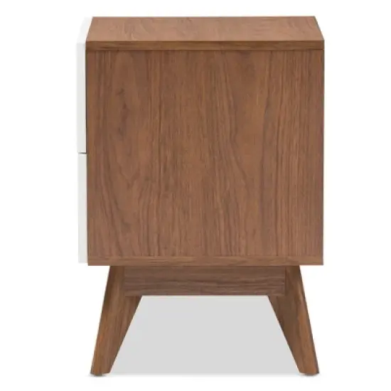 Calypso Mid - Century Modern Wood 3 - Drawer Storage Nightstand - Brown - Baxton Studio image {3}