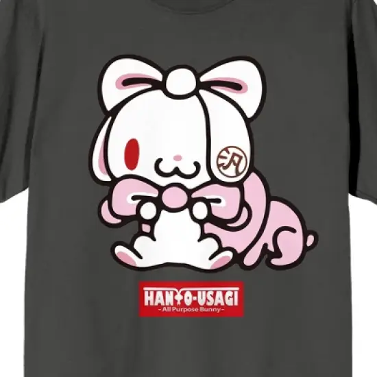 All Purpose Bunny Character With Pink Ribbon Crew Neck Short Sleeve Charcoal Women's T-shirt image {1}