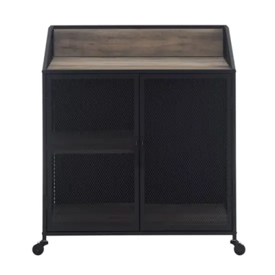 Urban Industrial Metal Mesh Bar Cart with Wheels - Saracina Home image {2}